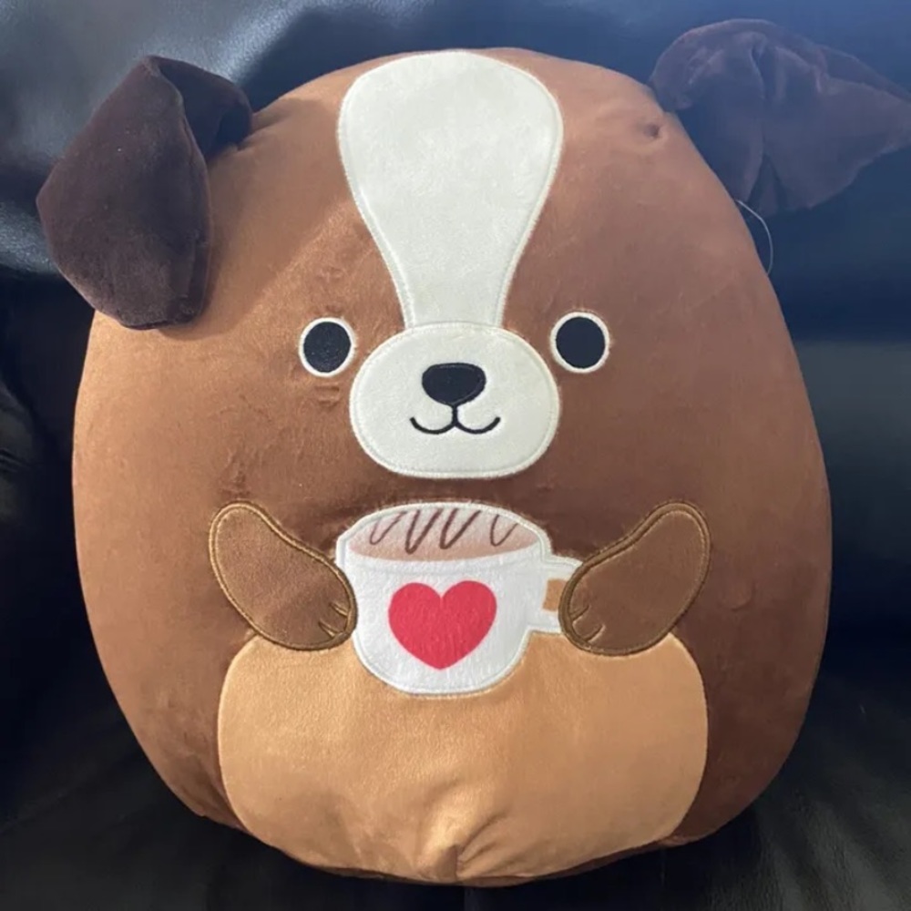 Squishmallow 12" Bernie St Bernard Dog Heart Mug Latte Valentine Plush BNWT
